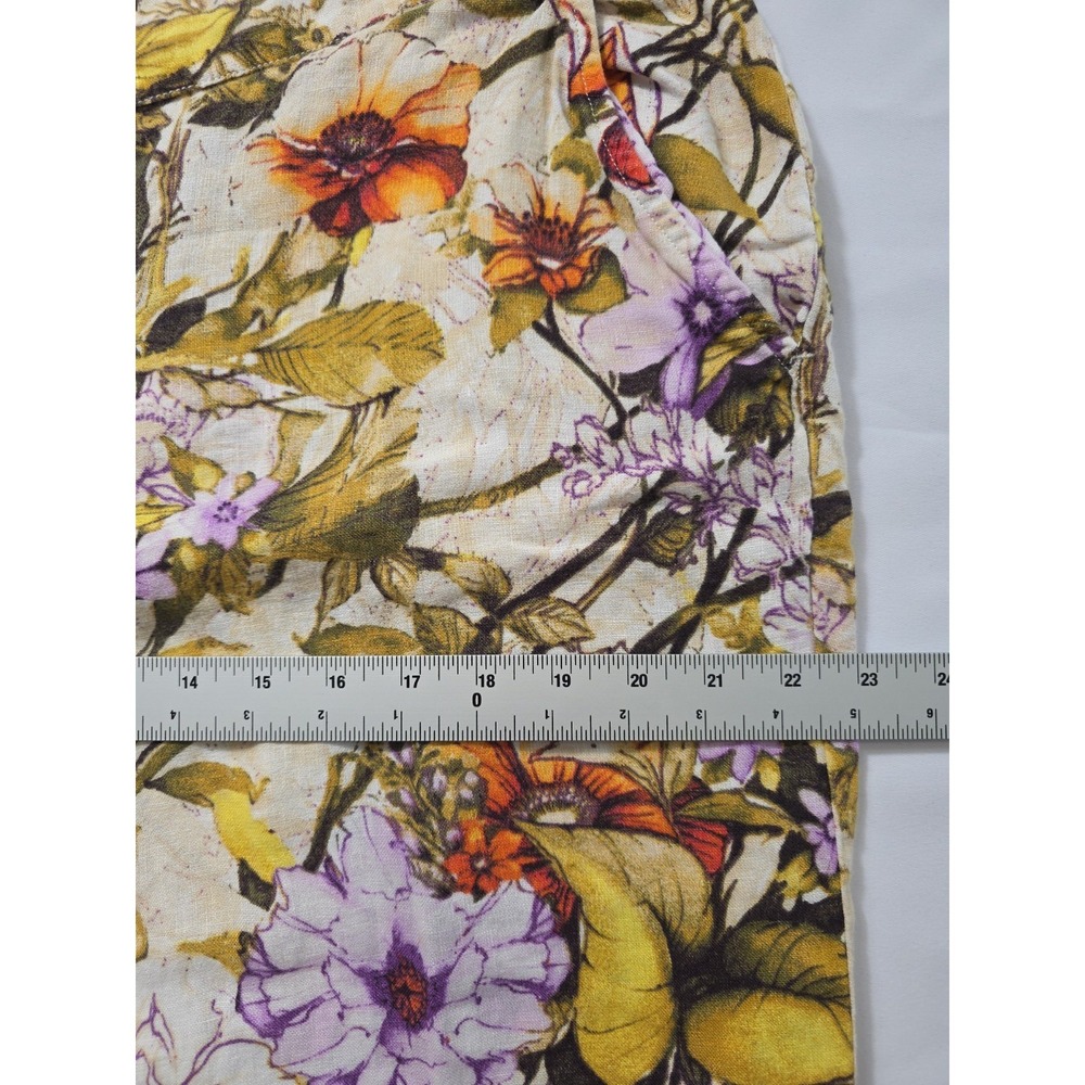 Chico's Linen Floral Pants Women's Size 16 XL Boho Tropical Pull On Wide Leg - Picture 6 of 9